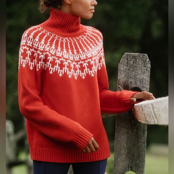 Tory Burch Sweaters - Tory Burch Red Mountain Fair Isle Merino Wool Turtleneck Sweater Sz XS SOLD OUT